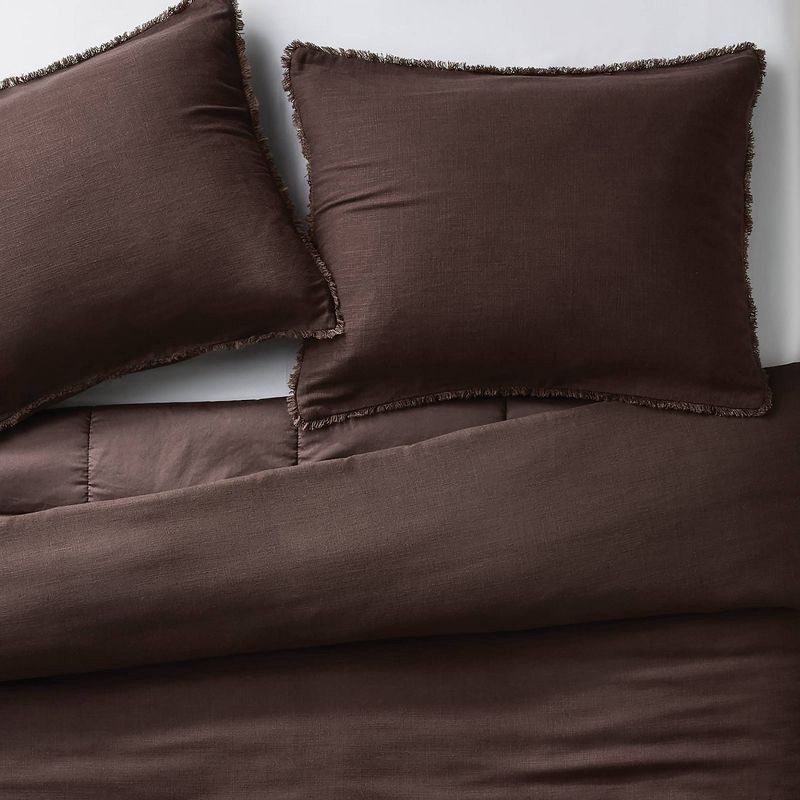 slide 3 of 6, Full/Queen Heavyweight Linen Blend Comforter and Sham Set Dark Fig - Casaluna™, 1 ct