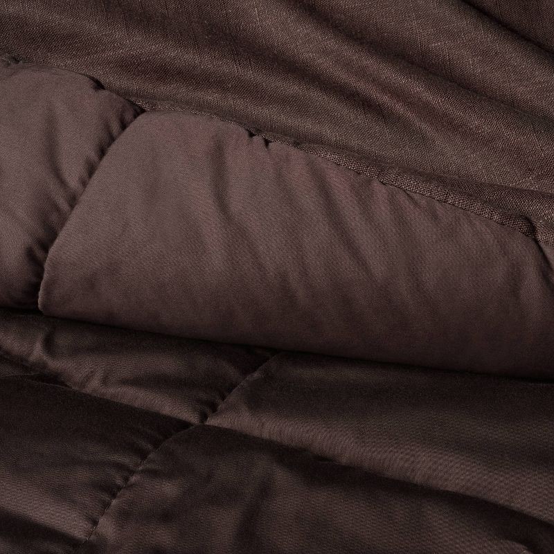 slide 4 of 6, Full/Queen Heavyweight Linen Blend Comforter and Sham Set Dark Fig - Casaluna™, 1 ct