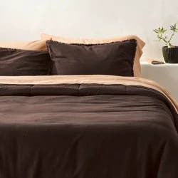 King Heavyweight Linen Blend Comforter and Sham Set Dark Fig - Casaluna™