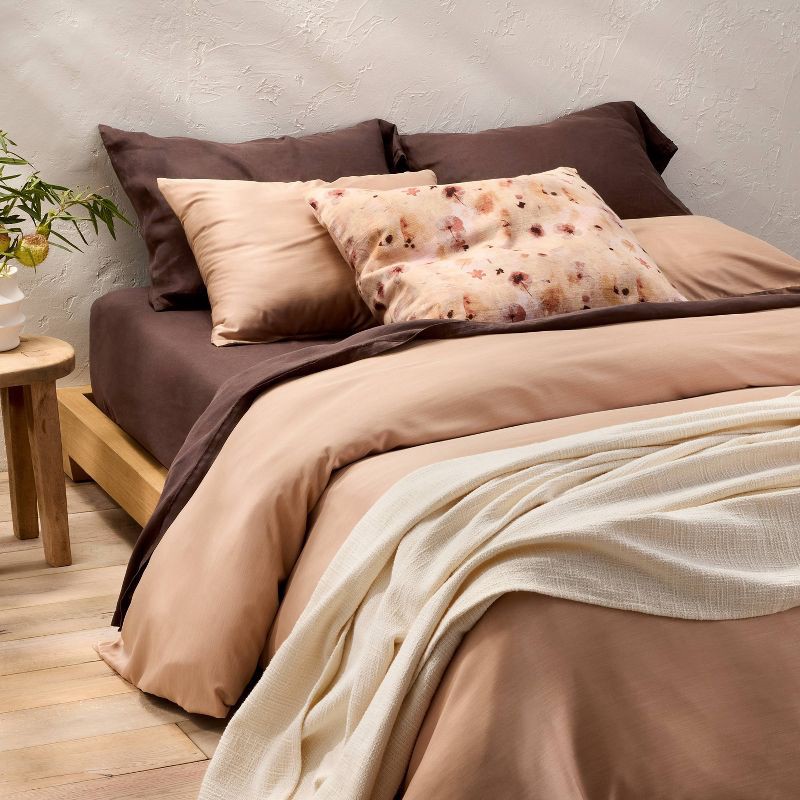 slide 2 of 6, Full/Queen Rayon from Bamboo Duvet Set Light Adobe Clay - Casaluna™, 1 ct