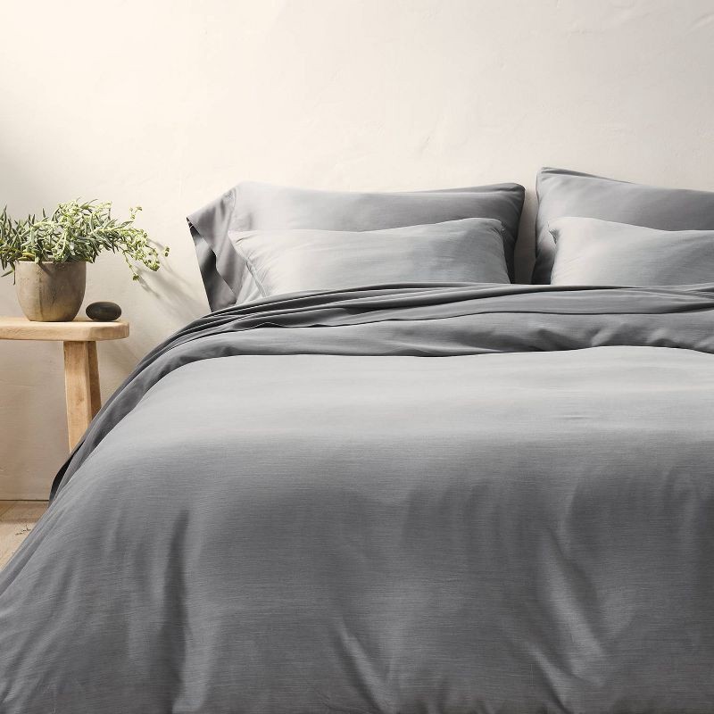 slide 1 of 6, Full/Queen Rayon from Bamboo Duvet Set Dark Gray - Casaluna™, 1 ct