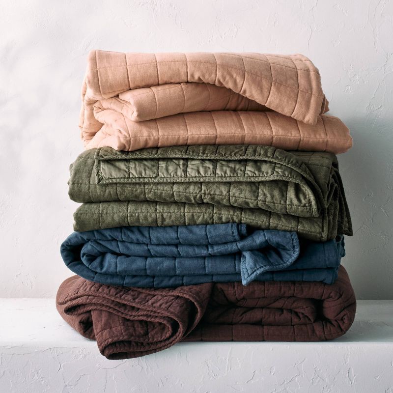 slide 4 of 4, King Heavyweight Linen Blend Quilt Dark Fig - Casaluna™, 1 ct