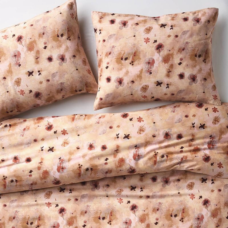 slide 3 of 7, Full/Queen Heavyweight Linen Blend Duvet Cover and Sham Set Pressed Floral Print - Casaluna™, 1 ct