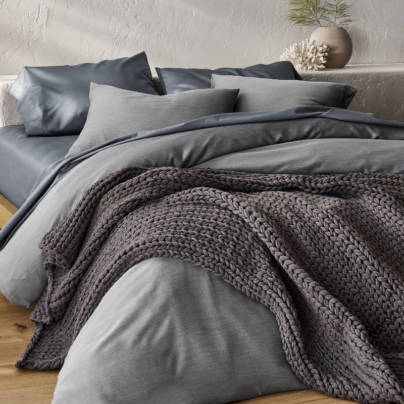 slide 2 of 6, King Rayon from Bamboo Duvet Set Dark Gray - Casaluna™, 1 ct