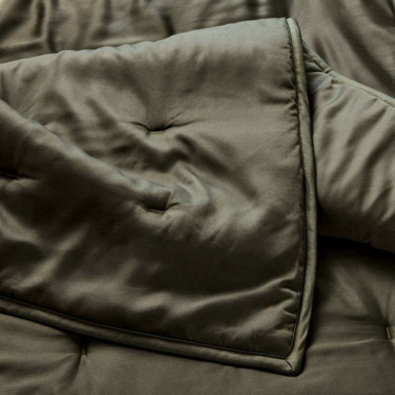 slide 3 of 4, Full/Queen Rayon from Bamboo Quilt Dark Olive Green - Casaluna™, 1 ct