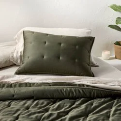 King Rayon from Bamboo Quilt Pillow Sham Dark Olive Green - Casaluna™
