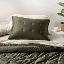 King Rayon from Bamboo Quilt Pillow Sham Dark Olive Green - Casaluna™
