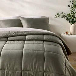 King/California King Rayon from Bamboo Comforter Set Olive Green - Casaluna™