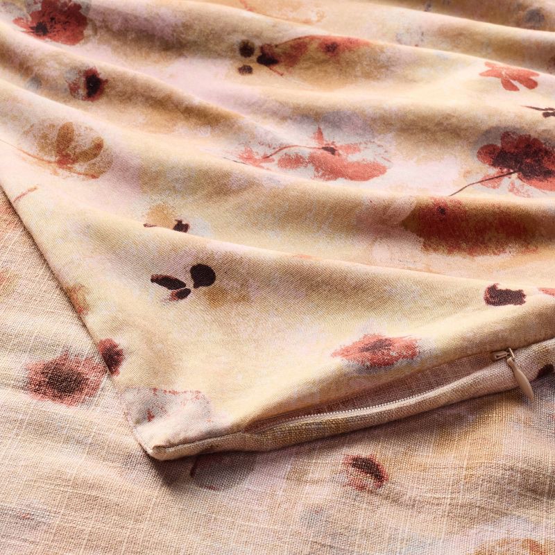 slide 5 of 7, King Heavyweight Linen Blend Duvet Cover and Sham Set Pressed Floral Print - Casaluna™, 1 ct