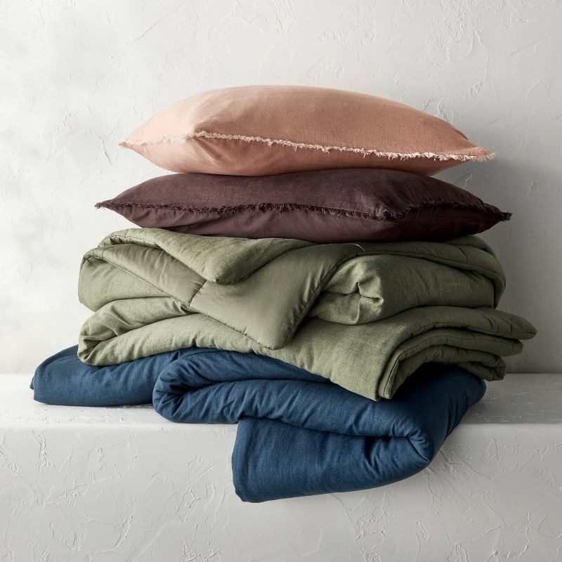 slide 6 of 6, Full/Queen Heavyweight Linen Blend Comforter and Sham Set Light Adobe Clay - Casaluna™, 1 ct