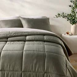 Full/Queen Rayon from Bamboo Comforter Set Olive Green - Casaluna™