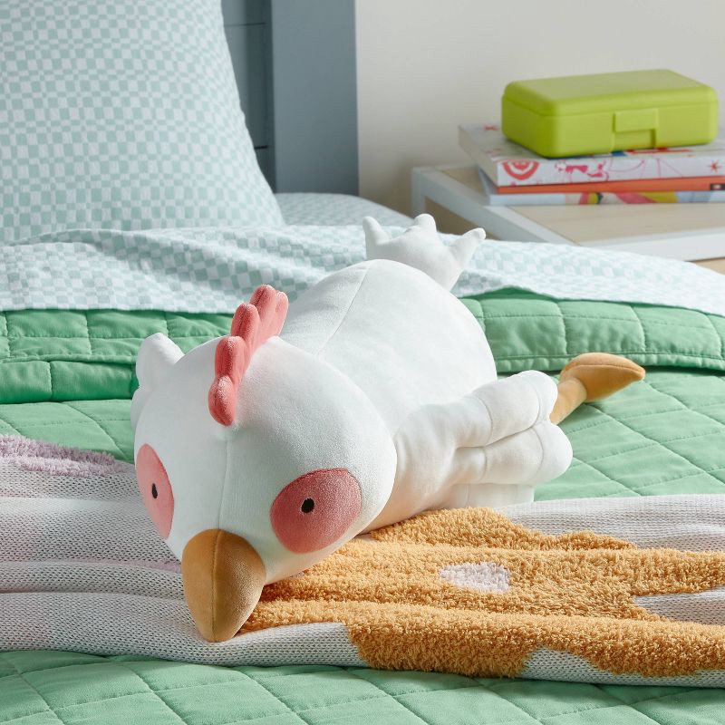 slide 2 of 4, Chicken Weighted Plush Kids' Throw Pillow White - Pillowfort™, 1 ct