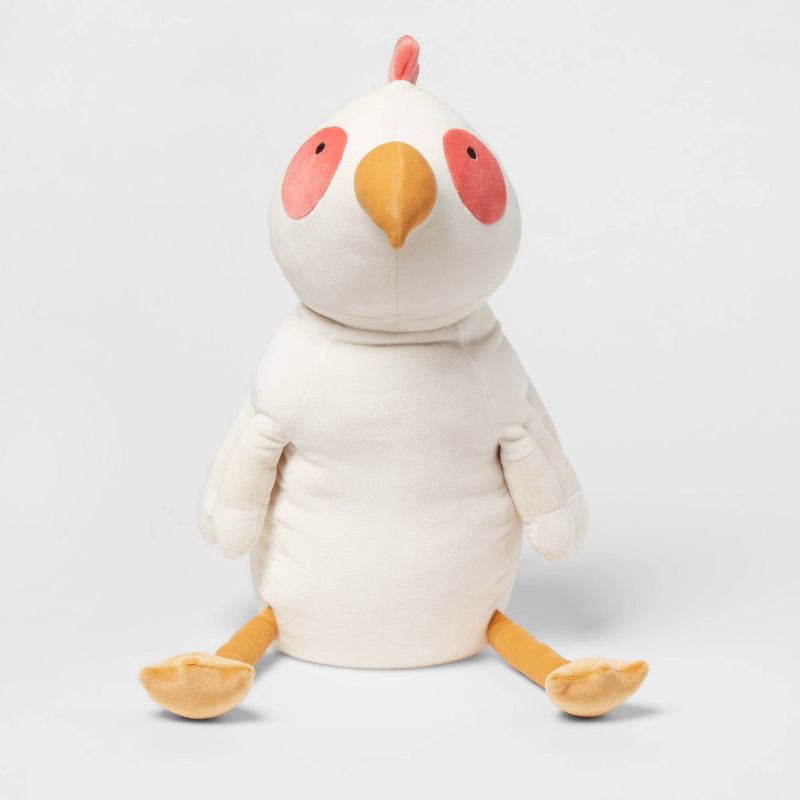 slide 4 of 4, Chicken Weighted Plush Kids' Throw Pillow White - Pillowfort™, 1 ct