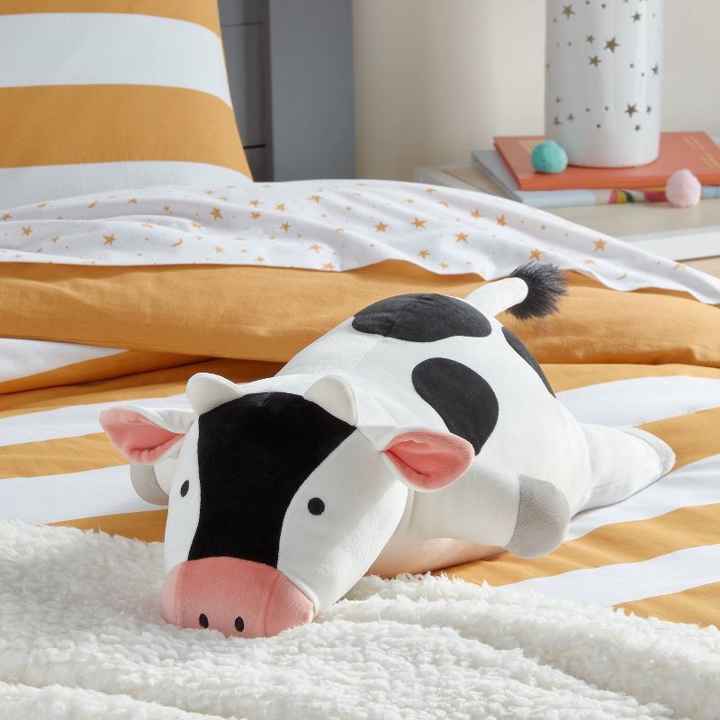 slide 2 of 4, Cow Weighted Plush Kids' Throw Pillow Black/White - Pillowfort™, 1 ct