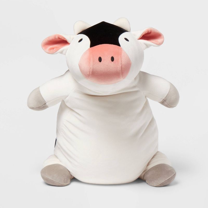 slide 4 of 4, Cow Weighted Plush Kids' Throw Pillow Black/White - Pillowfort™, 1 ct