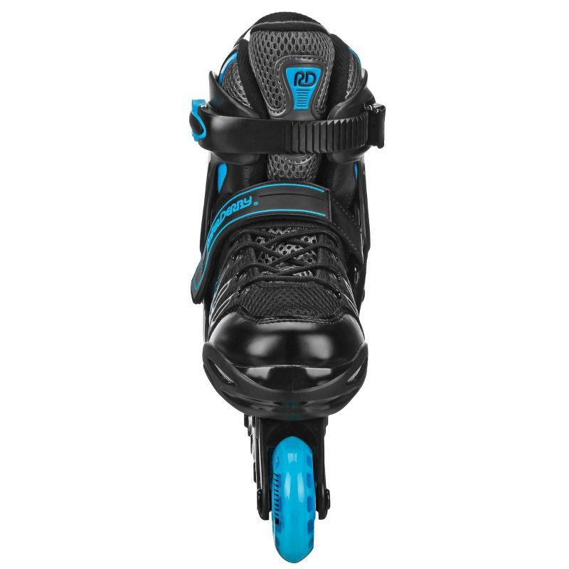 slide 5 of 6, Roller Derby Custom Adult In-Fit Skates - Blue/Black 7-10: Adjustable, Padded Boot Shaft, 1 ct