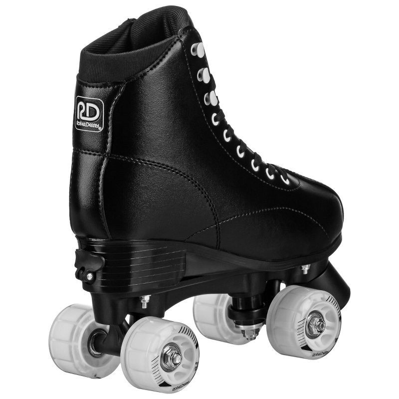 slide 2 of 6, Roller Derby Youth Adult Custom Fit Quad Roller Skates - Black 7-10: Adjustable Size, Padded Boot Shaft, 1 ct