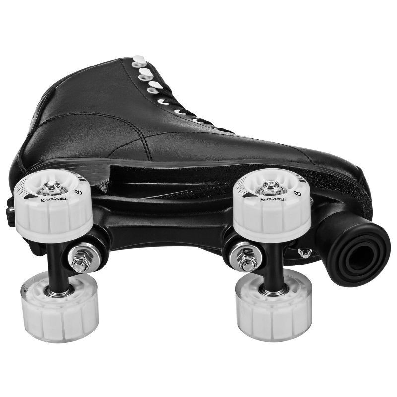 slide 3 of 6, Roller Derby Youth Adult Custom Fit Quad Roller Skates - Black 7-10: Adjustable Size, Padded Boot Shaft, 1 ct