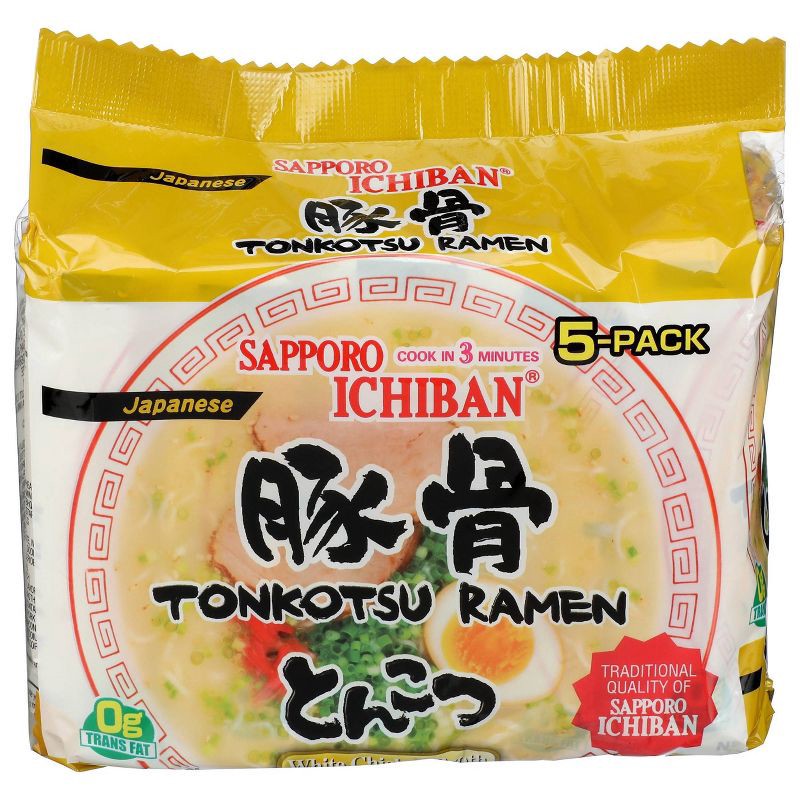 slide 3 of 5, Sapporo Ichiban Japanese Tonkotsu Ramen Noodles - 18.5oz/5ct, 18.5 oz, 5 ct