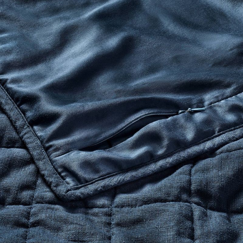 slide 3 of 3, King Heavyweight Linen Blend Quilt Sham Dark Mineral Blue - Casaluna™, 1 ct