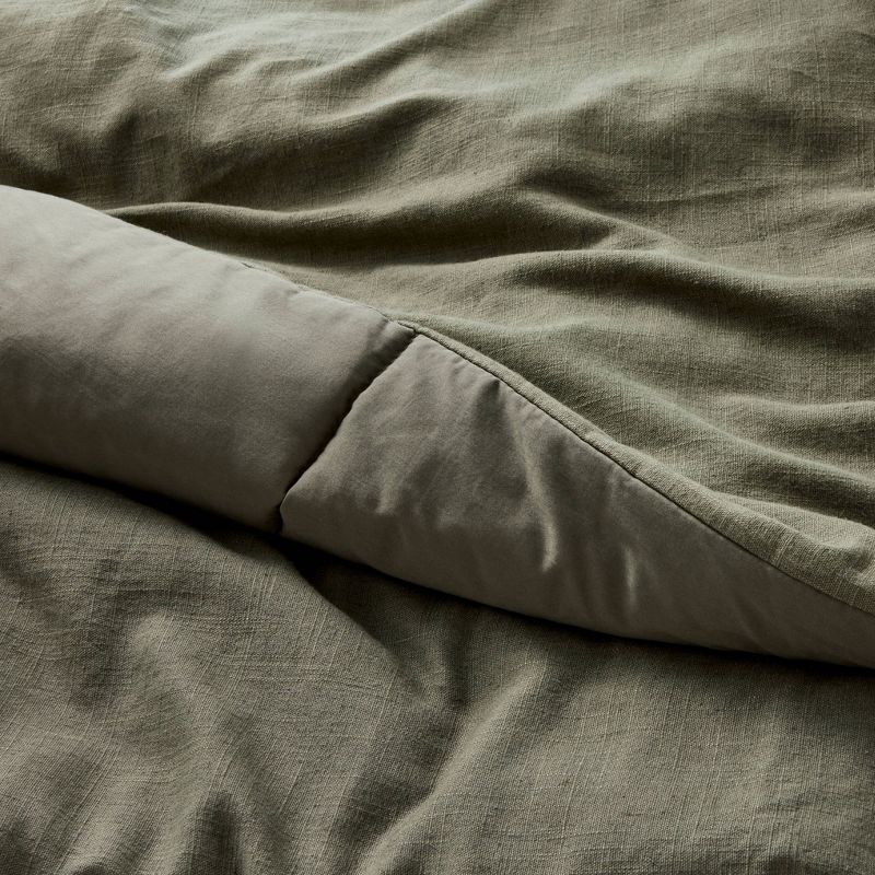 slide 4 of 6, King Heavyweight Linen Blend Comforter and Sham Set Olive Green - Casaluna™, 1 ct
