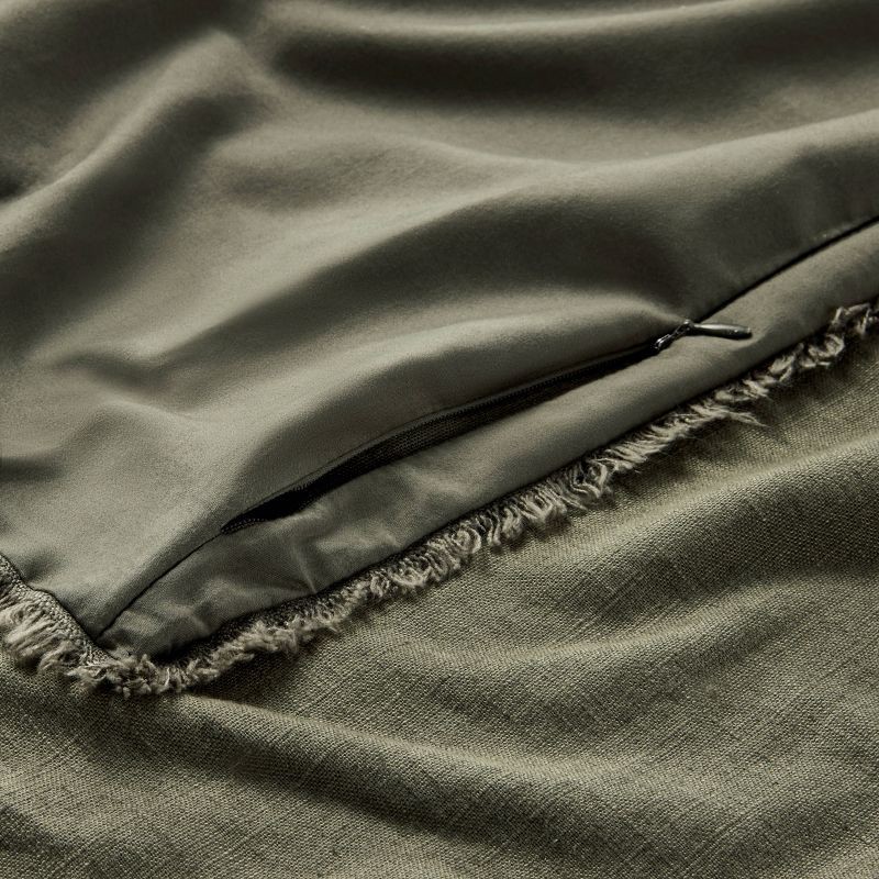 slide 5 of 6, King Heavyweight Linen Blend Comforter and Sham Set Olive Green - Casaluna™, 1 ct