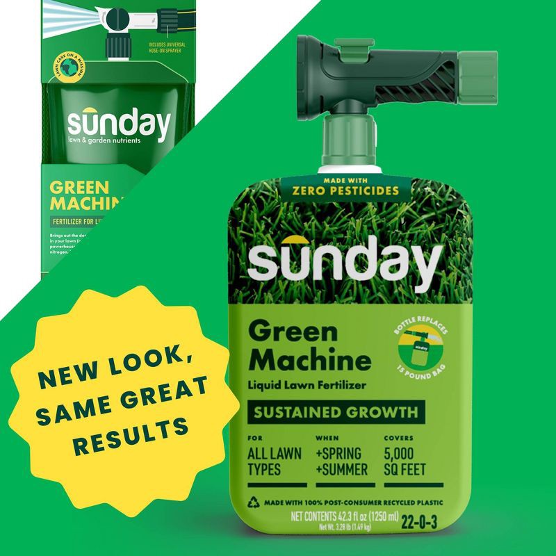slide 2 of 10, Sunday Green Machine Bottle Lawn Fertilizer 42.3fl oz, 42.3 fl oz