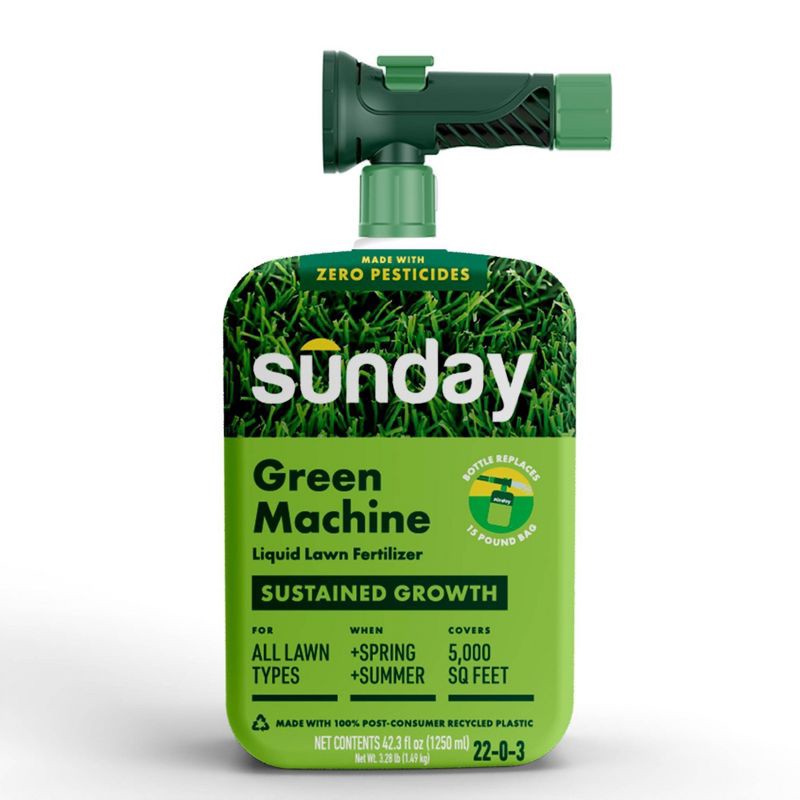 slide 1 of 10, Sunday Green Machine Bottle Lawn Fertilizer 42.3fl oz, 42.3 fl oz