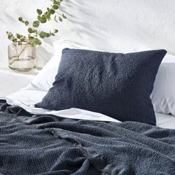King Textured Waffle Pillow Sham Dark Mineral Blue - Casaluna™