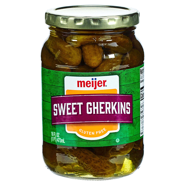 slide 1 of 1, Meijer Sweet Gherkin Pickles, 16 oz