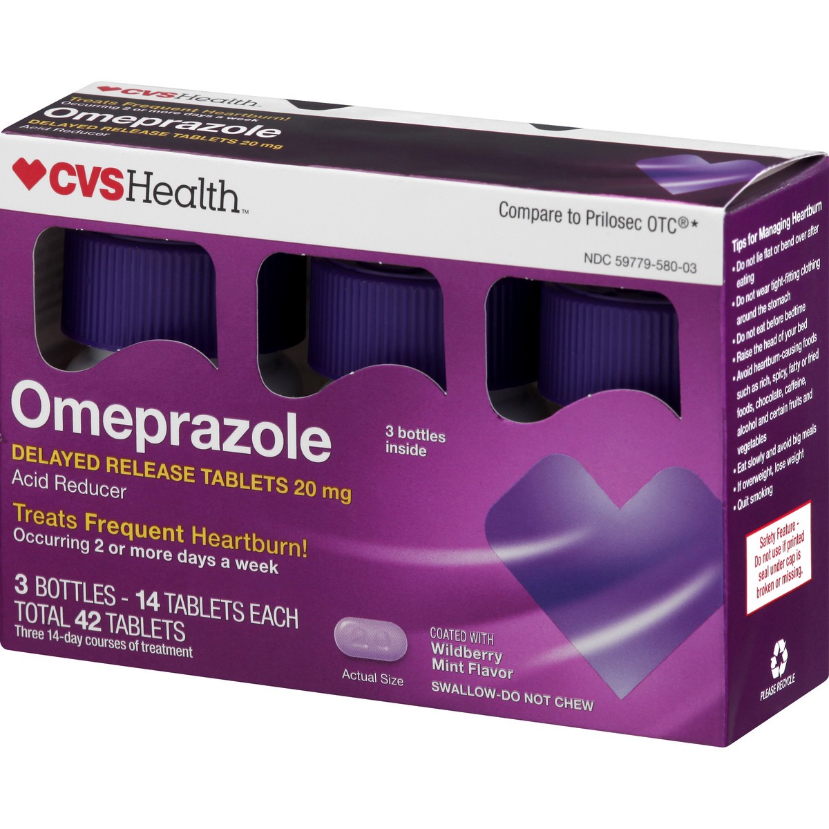 slide 7 of 11, CVS Health Omeprazole Delayed Release Acid Reducer Tablets, 20 Ct, 3 ct