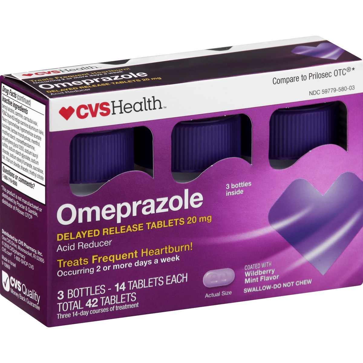 slide 8 of 11, CVS Health Omeprazole Delayed Release Acid Reducer Tablets, 20 Ct, 3 ct