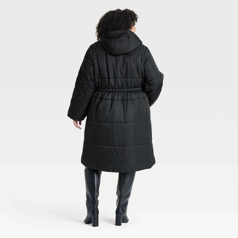 slide 2 of 3, Women's Long Puffer Jacket - Ava & Viv™ Black 2X, 1 ct