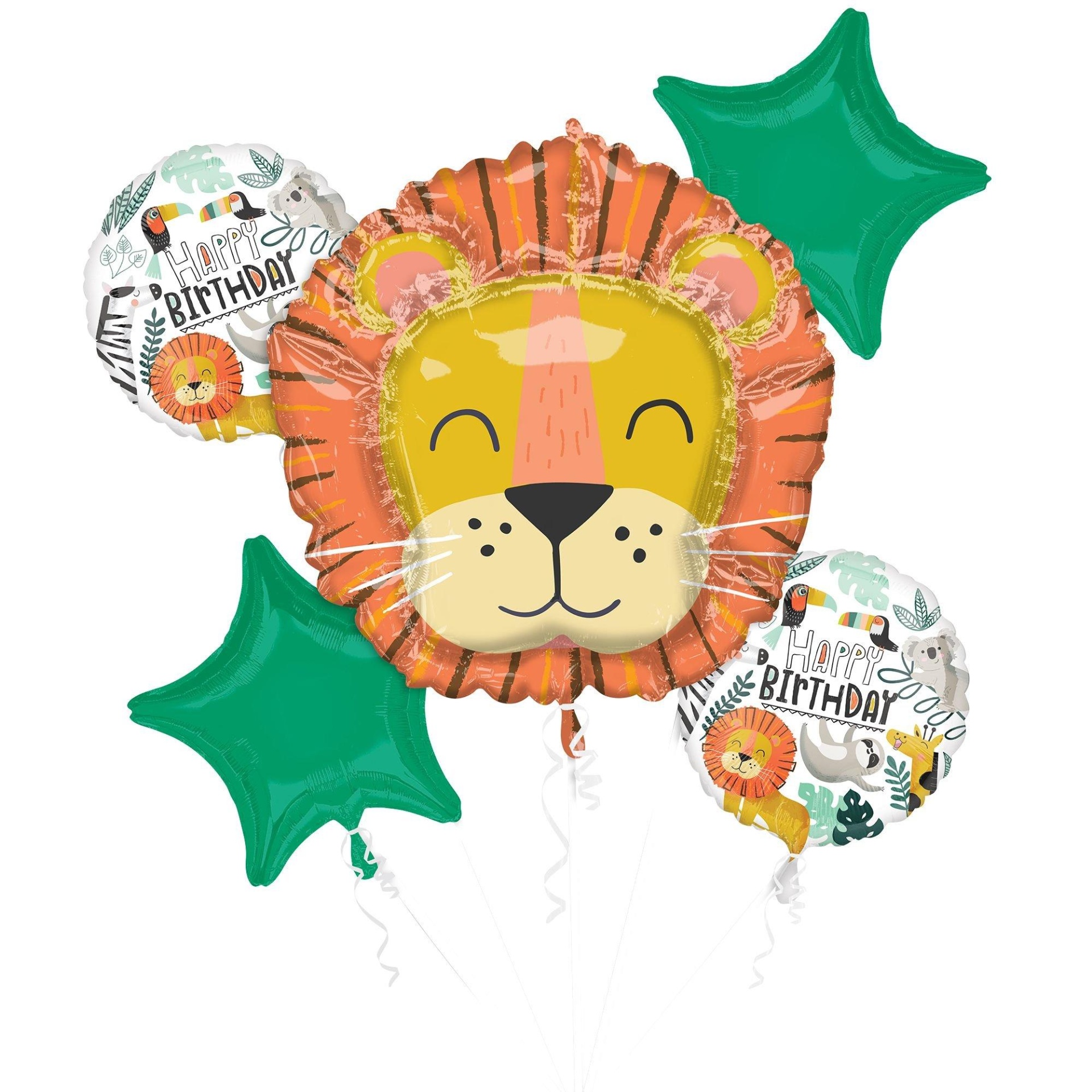 slide 1 of 1, Party City Get Wild Jungle Foil (Uninflated) Balloon Bouquet, 5 ct