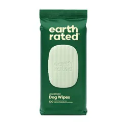 Earth Rated Thick Hypoallergenic Unscented Dog Grooming Wipes - 100ct