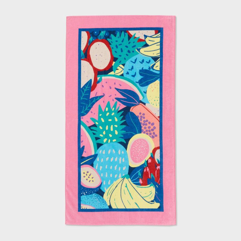 slide 1 of 4, Tropical Fruit Beach Towel - Sun Squad™, 1 ct