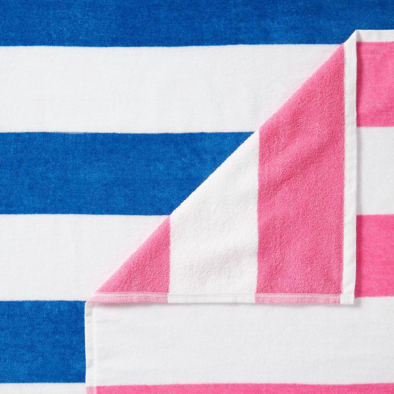 slide 5 of 5, 2pk Striped Beach Towel Bundle Blue/Pink - Sun Squad™, 2 ct