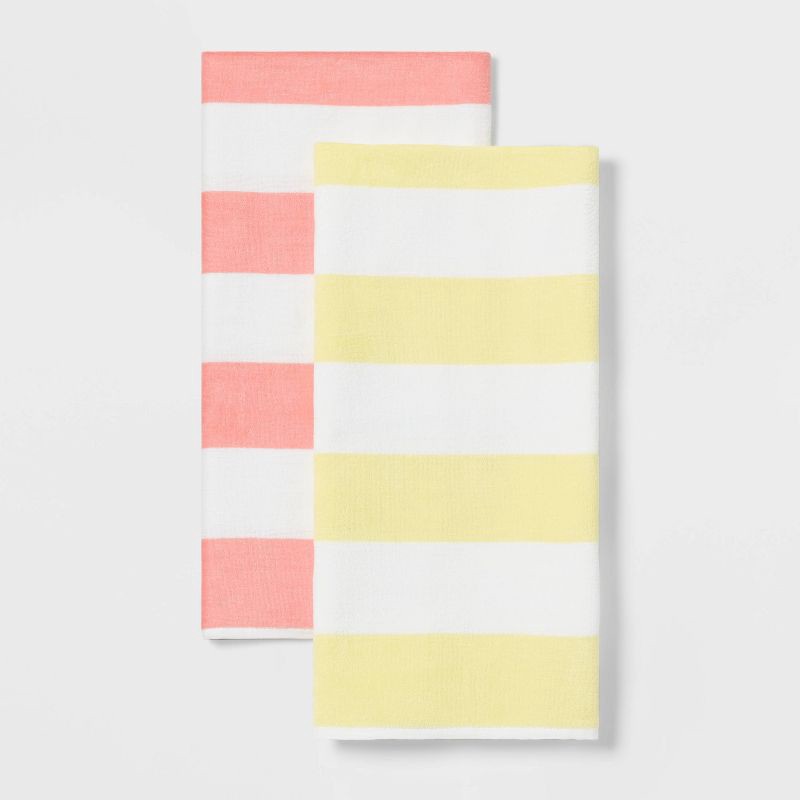 slide 3 of 5, 2pk Striped Beach Towel Bundle Peach/Yellow - Sun Squad™, 2 ct