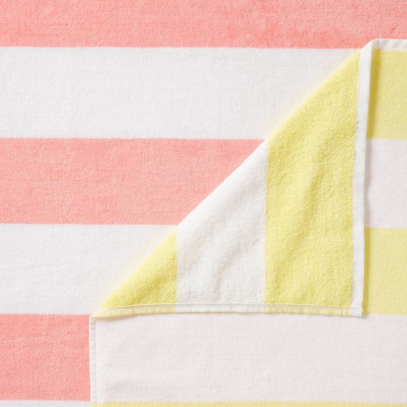 slide 5 of 5, 2pk Striped Beach Towel Bundle Peach/Yellow - Sun Squad™, 2 ct