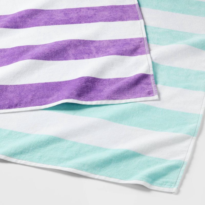 slide 4 of 5, 2pk Striped Beach Towel Bundle Teal/Purple - Sun Squad™, 2 ct