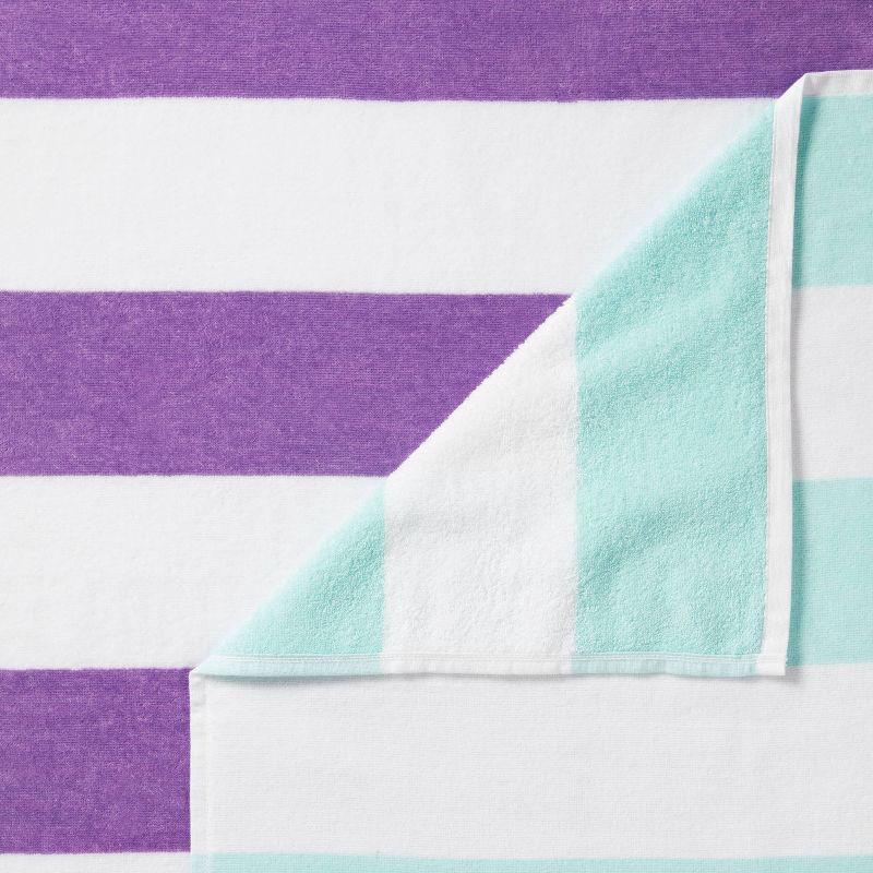 slide 5 of 5, 2pk Striped Beach Towel Bundle Teal/Purple - Sun Squad™, 2 ct