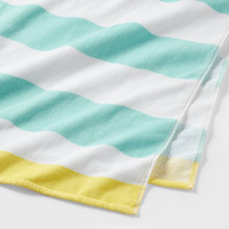 slide 3 of 4, Wavy Stripe Beach Towel Teal/White - Sun Squad™, 1 ct