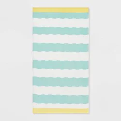 Wavy Stripe Beach Towel Teal/White - Sun Squad™