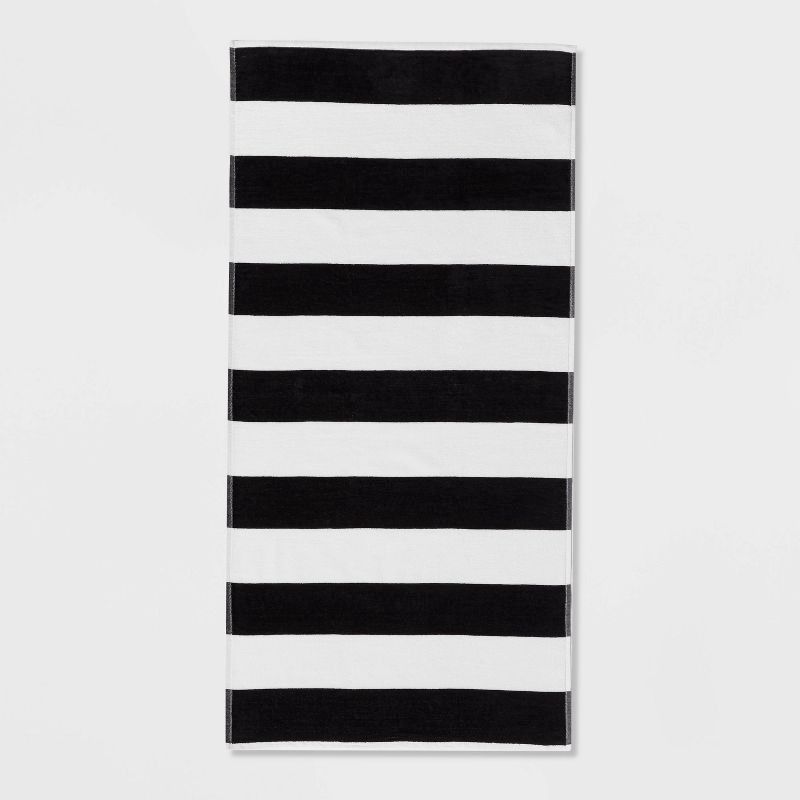 slide 1 of 4, Striped Beach Towel Black/White - Sun Squad™, 1 ct