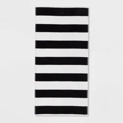 Striped Beach Towel Black/White - Sun Squad™