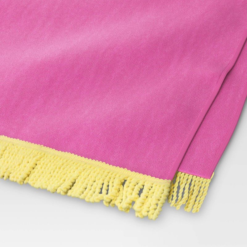 slide 3 of 3, Solid Beach Towel with Tassels Pink - Sun Squad™, 1 ct