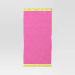 Solid Beach Towel with Tassels Pink - Sun Squad™