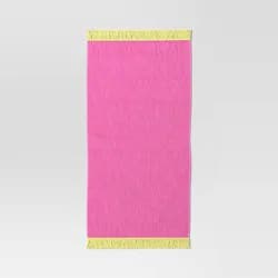 Solid Beach Towel with Tassels Pink - Sun Squad™