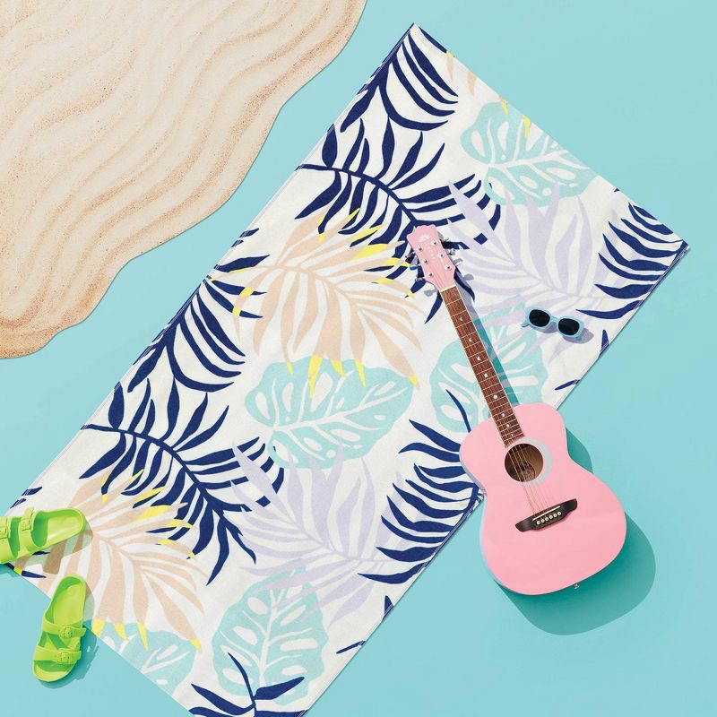 slide 2 of 3, Tropical Leaves Beach Towel - Sun Squad™, 1 ct