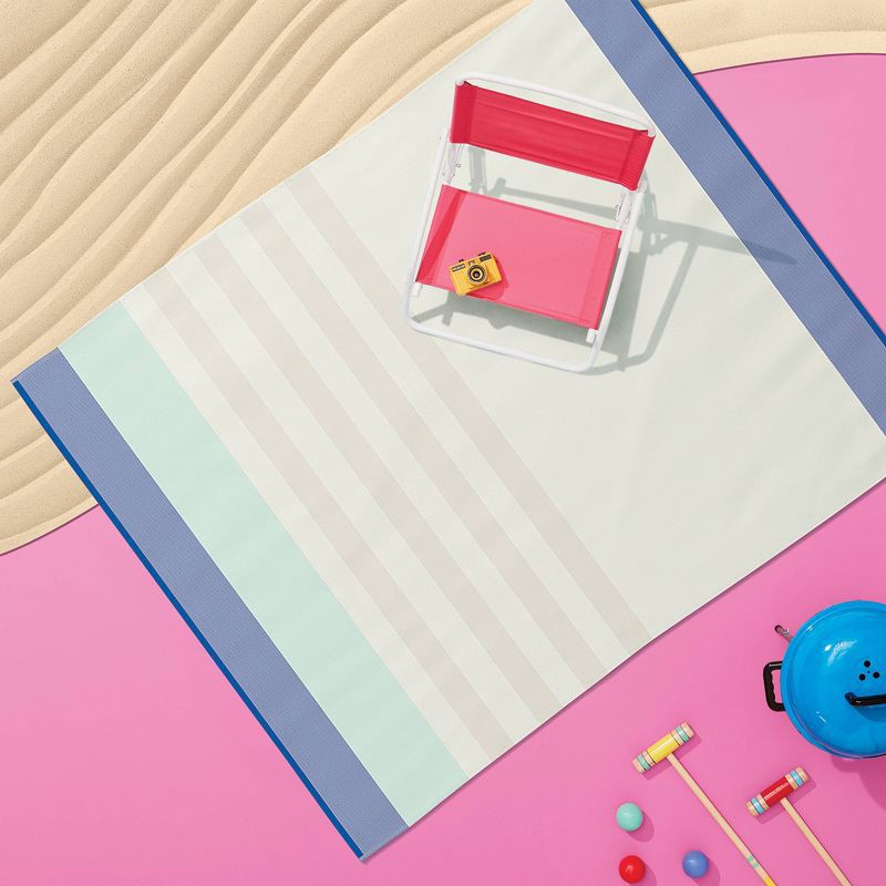 slide 2 of 4, Tan Striped Oversized Jumbo Beach Towel - Sun Squad™, 1 ct